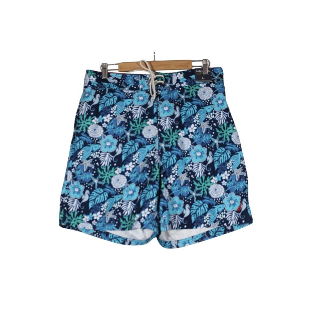 Nautica men's blue mesh lined Hawaiian board shorts swim trunks L